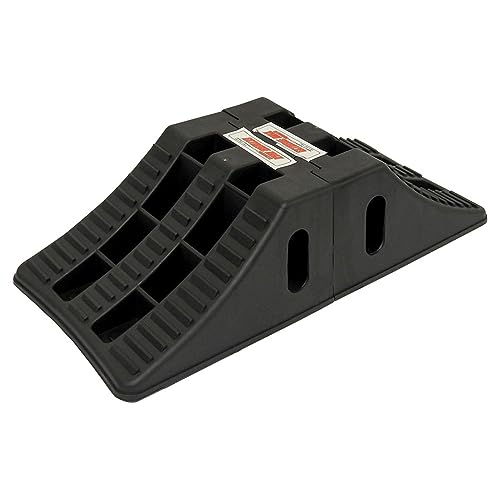 Extreme Max 5800.5852 Heavy-Duty Interlocking Wheel Chock for Tandem Axle Trailers and RVs - 9.2" x 8.2" x 4.7", Pair