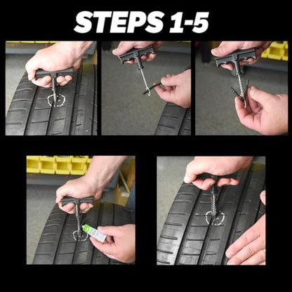 Slime 1034-A Tire Repair Reamer Plug Kit, Medium Heavy Duty Strings, T Handle Type and Glue, 8 Piece Set - size: 8-Pieces, style: Plug Kit