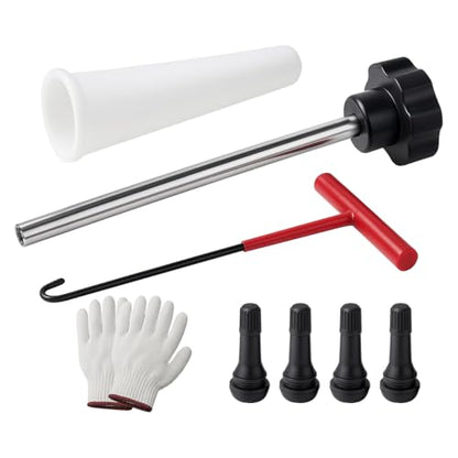 Car Tire Valve Quick Change Tool Kit, 7PCS Tyre Valve Stem Core Replacement Set Includes 4PCS TR413 Valve Stems, Replacing Leaky Valves Stem Installation Tool, Universal Fit