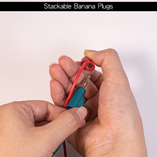 Test Hook Clips 4mm Stackable Banana Plug to Minigrabber Cable Wire Leads for Multimeter Electrical Testing(5 PCS)