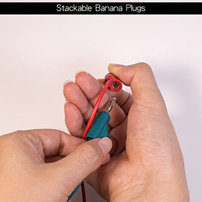 Test Hook Clips 4mm Stackable Banana Plug to Minigrabber Cable Wire Leads for Multimeter Electrical Testing(5 PCS)