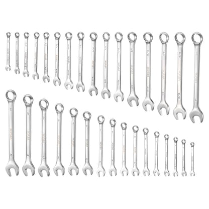 VEVOR Combination Wrench Set, 32-Piece SAE and Metric, 12-Point Box End and 15° Angled Open End Combination Wrenches with Roll Up Pouch, Carbon Steel, for General Household and Automotive Repairs - size: 32PCS (Metric&SAE), style: Regular