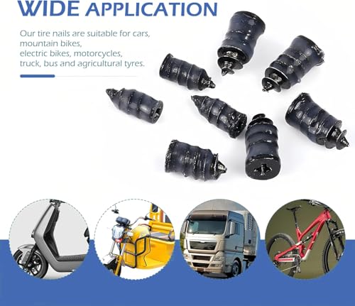 101PCS Tire Repair Rubber Nail, 2 Size Vacuum Tire Repair Kits Spiral Rubber Screws, Fast Self-Service Tool for Car, Truck, Motorcycle, Tractor Tire Puncture Repair