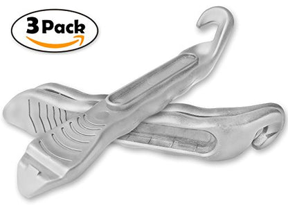 Bike Tire Lever - Premium Hardened Plastic Levers to Repair Bicycle Tube - Must Have Tool Kit for Road Bicyclist - Set of 3 - color: Silver