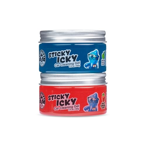 Chemical Guys, Sticky Icky Cleaning Gel, Green Apple & Strawberry, 2 Pack | For air vents, dashboards, and keyboards, reusable, for vents, cup holders, and keyboards, use for dashboard crevices - size: 3.5 Ounce (Pack of 2), style: Various