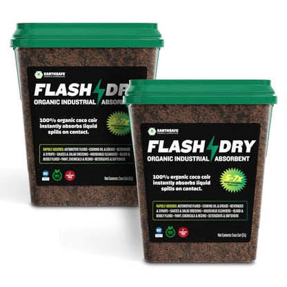 FlashDry All Purpose Organic Industrial Absorbent - 5 Liter Bucket, Case of 2- Instantly Absorbs Liquid Spills - Safer and 5-7x More Absorbent Than Clay - Lightweight & Refillable - OSHA Compliant - size: Case of 2 (10L)