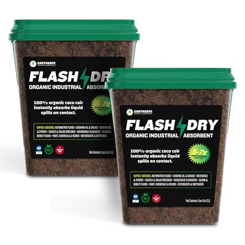 FlashDry All Purpose Organic Industrial Absorbent - 5 Liter Bucket, Case of 2- Instantly Absorbs Liquid Spills - Safer and 5-7x More Absorbent Than Clay - Lightweight & Refillable - OSHA Compliant - size: Case of 2 (10L)