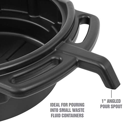OEMTOOLS 87033 Oil Drain Pan, 4 Gallon Oil Pan, Heavy Duty Polyethylene, Pour Spout, No-Splash Lip, 3 Ergonomic Handles, Stackable Design - color: Black