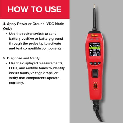 Power Probe 4 Circuit Tester with Multi-Meter Functions (PP401AS) - color: Red
