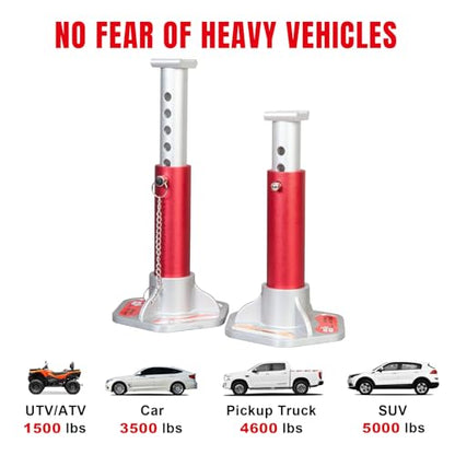 Big RED 3 Ton Aluminum Jack Stands, for Cars, ATV's and UTV's, with 6 Locking Support Pins, Red/Silver, 2 Pack - size: 3 Ton, style: Aluminum
