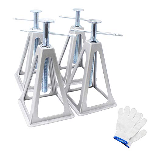 X-Haibei RV Stabilizers Jacks for Trailer Camper 4 Pack Aluminum Stack Jack Stands 6000 Pounds Supports with Cushion Rubbers Adjustable from 11" to 17"