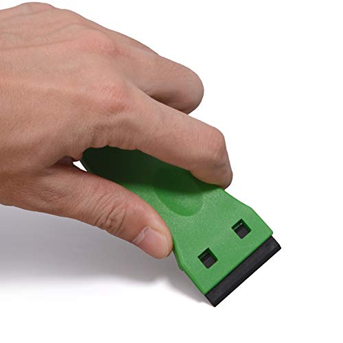 EHDIS 1.5" Plastic Razor Scraper with 10pcs Double Edged Plastic Blades for Removing Labels Stickers Decals on Glass Windows (Green) - color: Green