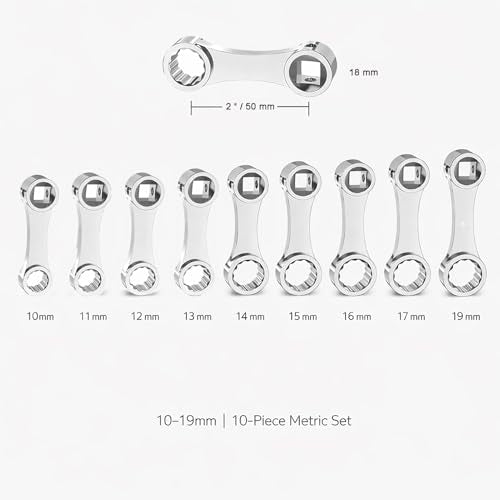 Torque Adapter Set, 10-Piece Torque Wrench Extension Set Metric Wrench Set for Automotive & Mechanical Repair 10-19mm (Metric) - style: Metric