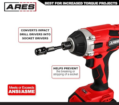 ARES 70390-10-Piece 1/2-Inch Drive 3-Inch Impact Grade Socket Adapter Set - Turns Impact Drill Drivers into High Speed Socket Drivers - size: 1/2-Inch Drive 3-Inch