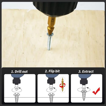 RENYU 6 Pcs Damaged Screw Extractor Kit, HSS 4341 Screw Extractor Remover Set for Stripped Bolts Drill Bit Tools Stripped Head Screws Nuts