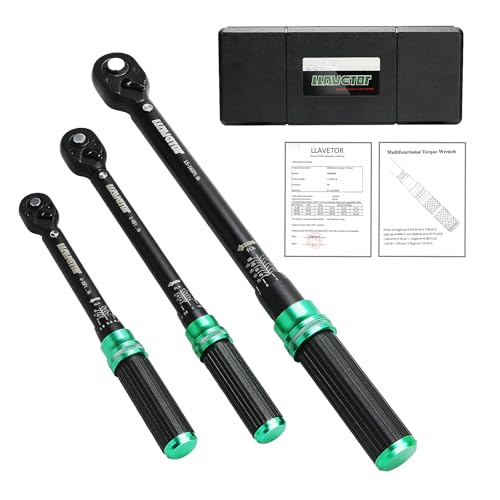 1/4 & 1/2 & 3/8 Drive Torque Wrench, 3PCS Torque Wrench Set, 4-20 ft.lb, 5-45 ft.lb, 15-165 ft.lb, Dual-Direction Adjustable Torque Wrench for Bicycle, Motorcycle, Car Maintenance - style: 3PCS