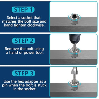 DOAHO 26 Piece Impact Bolt and Spiral Screw Extractor Set with Left Hand Reverse Drill Bit Kit for Easy Out Damaged Stripped Broken Screw Lug Bolt Nut Remove with Hex Adapter