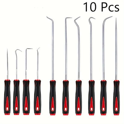 10PCS Hook and Pick Set, Alloy Steel Seal Removal Tools with Case | Automotive garages workshops, O-ring gasket extraction, long reach hooks, compact storage case