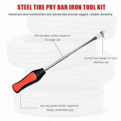 12.2 Inch Steel Tire Spoons Tool Set, 3 Heavy Duty Tire Spoon Levers with 2 Rim Protectors, Professional Tyre Changing Tools for Motorcycles Dirt Bikes Tractors Bicycles