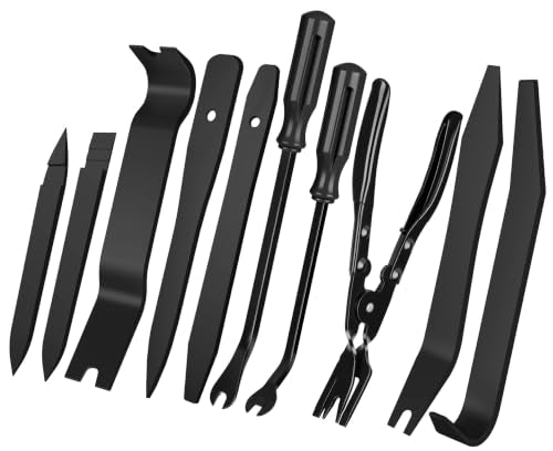 10 Pcs Car Trim Removal Tool Kit with Plastic Pry Tool and Clip Pliers for Car Panel Dashboard Door Clips and Upholstery,No Scratch Auto Trim Rivet Clip Removal Tool Set