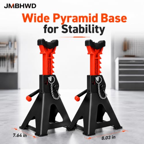 Car Jack Stands 3 Ton with Jack Rubber Pads and Double Pin Lock, Heavy Duty 11.4"-16.9" Adjustable Height for Vehicle Lifting Jack Stand, 1 Pair Black - color: Black