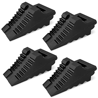 ROBLOCK Solid Rubber Wheel Chocks Heavy Duty Trailer Chock, G.V.W. Up to 8T, 4 Pack Black, 8.6" L x 3.7 W x 4.7" H for Car, Travel Trailers, RV, Truck, and ATV, for All Weather Use - color: 4 Pc Medium