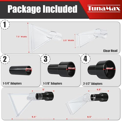 TunaMax Universal Work with All Vacs with 2-1/2" & 1-7/8" &1-1/4" Three Adapters Extractor Attachment for Upholstery & Carpet Cleaning & Auto Detailing - size: Small+Large