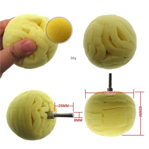 Car Polishing Foam Sponge Pad Cone Buffing Ball Waxing Kit Wheel Headlight(Spherical Brown) - color: Spherical Brown
