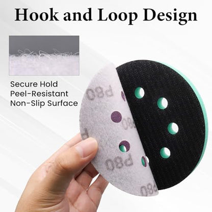 5 Inch 8 Hole Orbital Sander Foam Pads and Sanding Discs Hook and Loop | 4PCS Interface Pads & 20PCS Sandpaper (80 120 240 320 Grits), Soft & Hard Cushion Sponge Buffer Backing Pad for Sander - color: 4PC Pads & 20PC Sanding Discs
