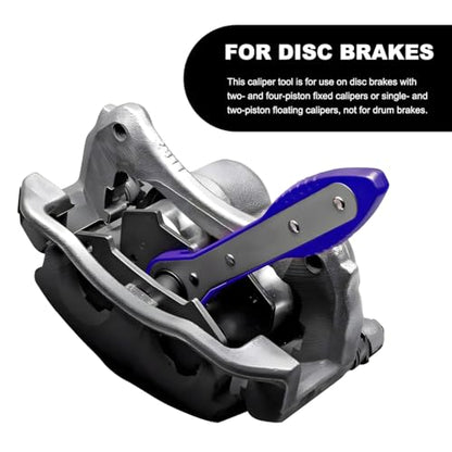 Brake Caliper Compression Tool Kit, 360° Ratchet Piston Compressor with 2 Large Steel Plates & 4 Caliper Hooks, Ratcheting Hand Wrench Expander Brake Pad Spreader for Car Truck SUV (Blue) - color: Blue