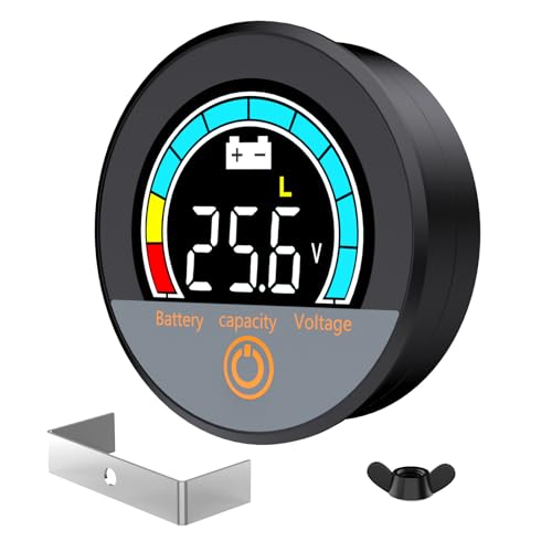 IP67 Waterproof Battery Monitor 12V 24V 36V 48V 60V 72V 84V with Backlight LCD and Low-Voltage Alarm use Lithium LiFePO4 Lead Acid Batteries for Car Motorcycle Golf Cart Battery Meter - size: Battery Voltmeter-A