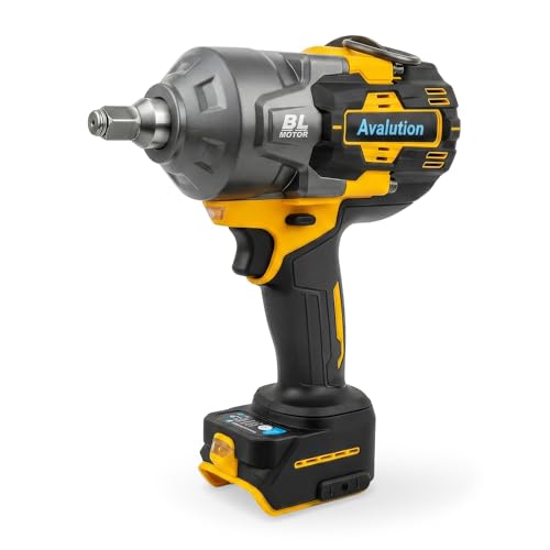 Avalution Cordless Impact Wrench 1/2 Inch, Brushless High Torque Impact Gun, 4-Speed Variable Power Wrench with LED Light for Tire Removal, Auto Repair & DIY Projects, Tool Only