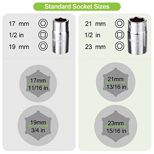 Spurtar Telescoping Lug Wrench Extendable Wheel Brace Lug Nut Wrenchs Tire Repair Tools Wheel Nut Remover 1/2 Drive with 17/19mm and 21/23mm Sockets Storage Canvas Pouch for Car, Van, Truck, Caravan - size: Telescoping