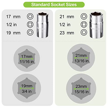 Spurtar Telescoping Lug Wrench Extendable Wheel Brace Lug Nut Wrenchs Tire Repair Tools Wheel Nut Remover 1/2 Drive with 17/19mm and 21/23mm Sockets Storage Canvas Pouch for Car, Van, Truck, Caravan - size: Telescoping