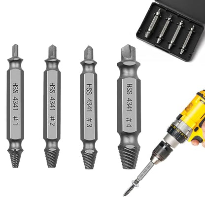 4PCS Damaged Screw Extractor Tools Sets, Stripped Screws Nuts & Bolts Drill Bit Tools for Easy Removal(silvrr) - color: 4pcs Silvery