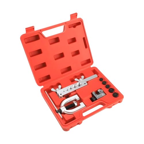 Car Brake Line Flaring Tool Kit, Double & Single Flaring Tool with Tubing Cutter for 3/16" 1/4" 5/16" 3/8" 1/2", Automotive Brake Line Repair Set for Copper Aluminum Fuel Tube