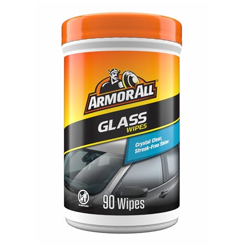 Armor All Car Glass Wipes, Auto Glass Cleaner, 90 Count | Ammonia-free window cleaner wipes safe on tinted glass; remove filmy residue, fingerprints, and bugs - size: 1 Count (Pack of 1)