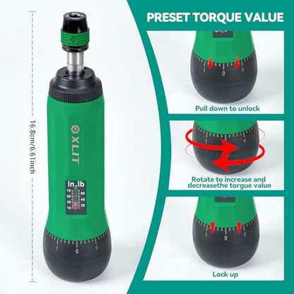 39-Piece Torque Screwdriver Set, 1/4" Hex Quick-Release Head, 10-70 In-lbs Adjustable - Multi-Bit Drive Set, Sockets, Extension Bar - Precision Cycling Tool Kit for Electronic, Bike, Home Repair