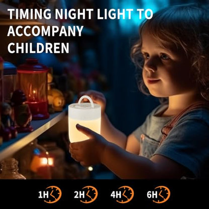 Small Kids Night Light, 13 Color Dimmable LED Lamp, Portable Stepless Dimming, Color Changing Touch Nursery Lamp, Rechargeable Toddler Night Light - color: White-1 Pack