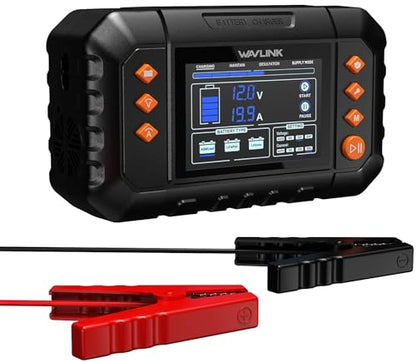 WAVLINK 280W Smart Battery Charger, 20A 6V/12V/24V Car Battery Charger | LCD Display Trickle Charger; Compatible with Lead-Acid/Lithium/LiFePO4; Battery Maintainer & Desulfurizer for Cars, Boats - color: 20-amp