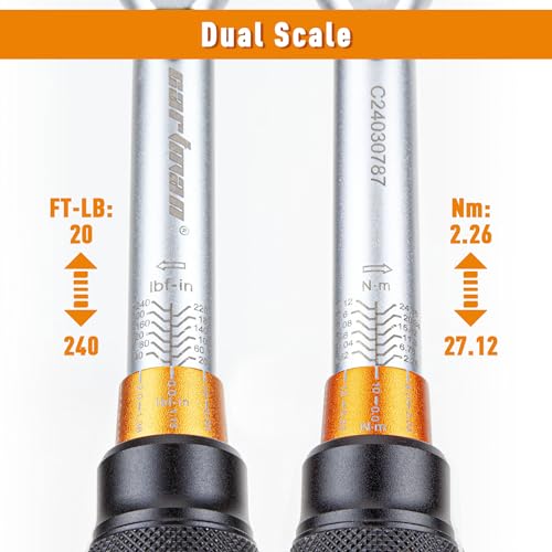 CARTMAN 1/4-Inch Drive Click Torque Wrench, Dual Range Bike Repair Tool Set | Dual range click torque wrench with quick release, reversible ratchet, calibrated accuracy for MTB, e-bike, and moto fix use. - style: 1/4 Inch Drive