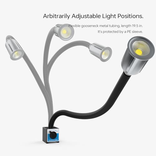 LED Magnetic Work Light, 1420lumens 20in Flexible Gooseneck Work Lamp with Strong Magnetic Base for Lathe Machines, Workbenches.
