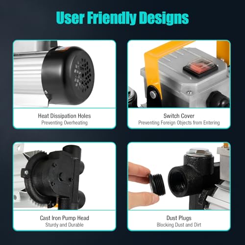 110V AC Motor Oil Fuel Fluid Extractor Electric Transfer Pump,60L/Min/15.75 Gpm 550W Self-priming Gear Electric Oil Transfer Pump