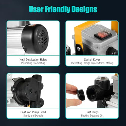 110V AC Motor Oil Fuel Fluid Extractor Electric Transfer Pump,60L/Min/15.75 Gpm 550W Self-priming Gear Electric Oil Transfer Pump