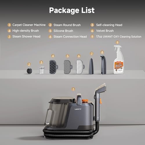 Uwant Carpet Cleaner Machine with Steam&Hot&Cold Water Models 18Kpa Powerful Suction Upholstery Cleaner Machine with Pet Pro Cleaner for Pets, Carpet Steam Cleaner Set of 1 - color: Blue-Margaret