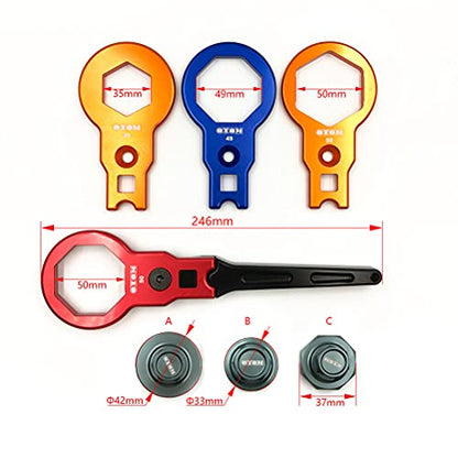 OTOM Motorcycle Shock Absorber 50mm 49mm 35mm Fork Cap Wrench, Front Fork Compression Valve Removal Tool for XC-W/EXC 125/150/250/350/450/500 SX/SXF/XC/XC-F Fork Cap Puller Tools