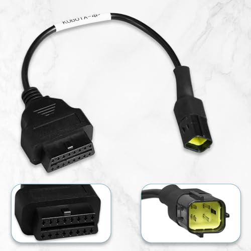 OBD2 Adapter Cable 3824-26 for KUBOTA Vehicles 4 Pin OBD2 16Pin to OBD1 4Pin OBDII Car Diagnostic Connector Compatible with OBD II Diagnostic Scanner