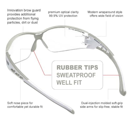 HTS HUNTERSKY Super Flexible Lightweight Anti Fog Wrap-Around U6 Clear Shooting Safety Glasses with ANSI Z87.1 Scratch Resist - color: Light Gray / Clear (1 Pack)
