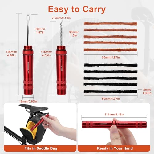 Linkstyle Tubeless Bike Repair Kit: Portable Tubeless Tire Plug Tool with Valve Core Tool for Emergency Mountain Road Gravel Bike Tire Puncture Repair | Quick Tubeless Tire Repair Without Wheel Removal