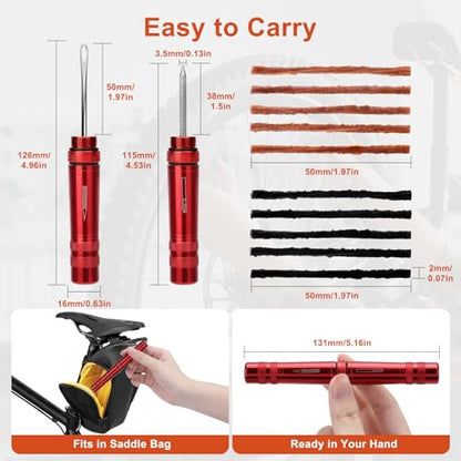Linkstyle Tubeless Bike Repair Kit: Portable Tubeless Tire Plug Tool with Valve Core Tool for Emergency Mountain Road Gravel Bike Tire Puncture Repair | Quick Tubeless Tire Repair Without Wheel Removal
